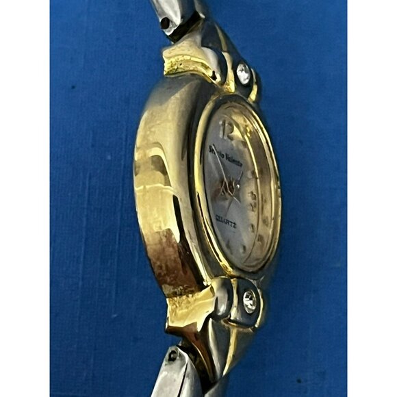 Vintage Womens Sergio Valente Quartz Watch Women's New battery Gold tone diamond - Picture 7 of 8